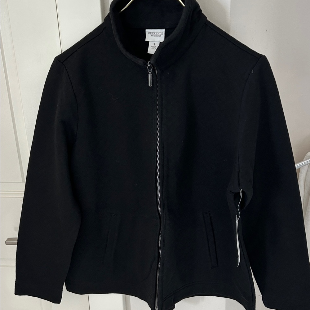 Chico's Elegant Quilted  Black Jacket